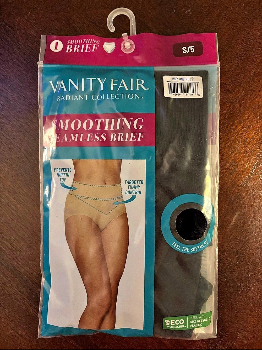 Vanity Fair Smoothing Seamless Brief Black Size Small NWT